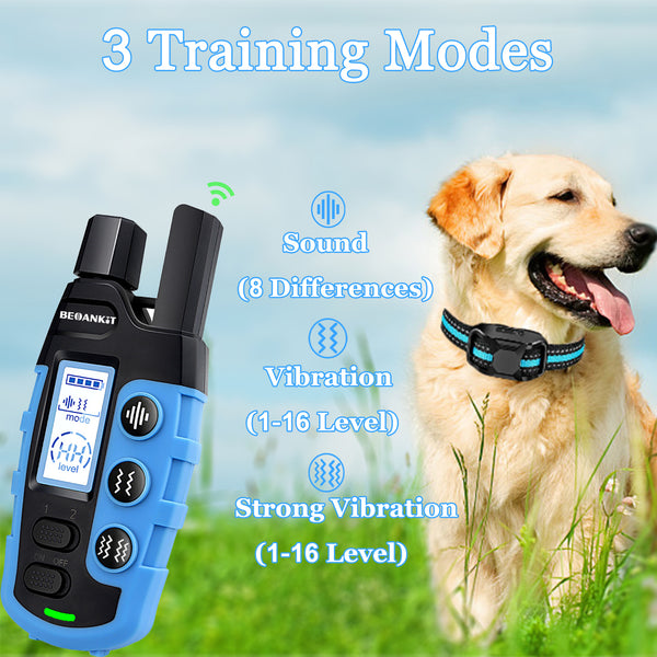 Dog Training Collar with Dual Vibration Version,Rechargeable Collar with Manual Control Range 8350Ft,3 Effective Training Modes Sound/Vibration/Strong Vibration,Waterproof and Collar Adjustable BRS2