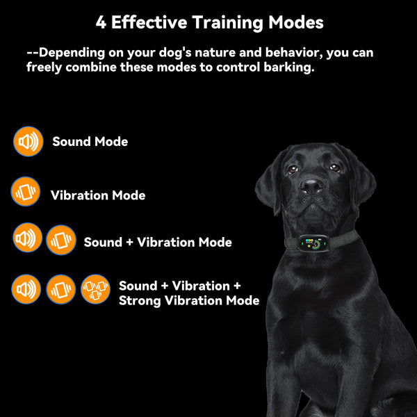 Dog Barking Collar Vibration Version,Automatic Anti Barking Collar with 5 Adjustable Sensitivity Levels,3 Modes Sound Vibration and Strong Vibration,IP67 Waterproof and Rechargeable BC3V