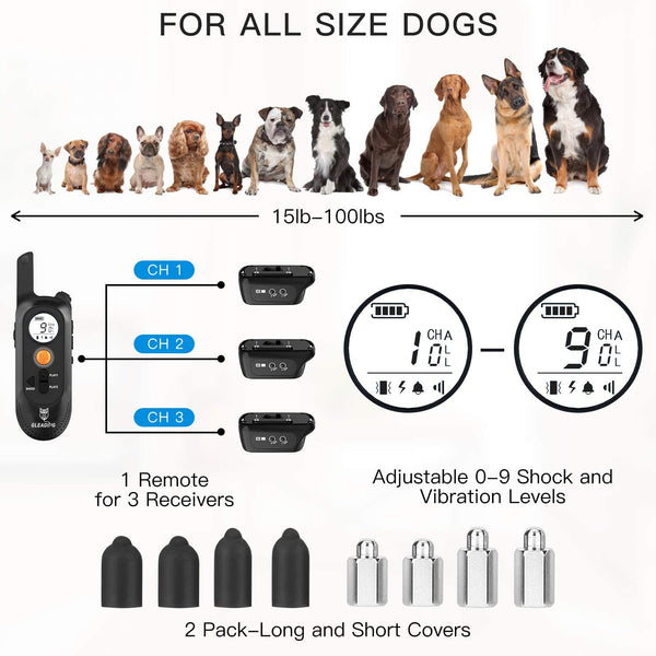 【Version 2 Collars】Dog Training Collar/Dog Shock Collar--2000 ft Remote Range--Personalized Voice Commands-GPS6-2