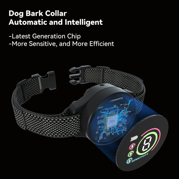 Bark Collar with Dual Vibration Version,Smart No Shock Bark Collar for Large/Medium/Small Dogs,Anti Bark Collars for Dogs with 8 Adjustable Sensitivity Levels,Rechargeable and Waterproof B659