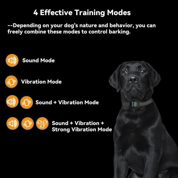 Bark Collar with Dual Vibration Version,Smart No Shock Bark Collar for Large/Medium/Small Dogs,Anti Bark Collars for Dogs with 8 Adjustable Sensitivity Levels,Rechargeable and Waterproof B659