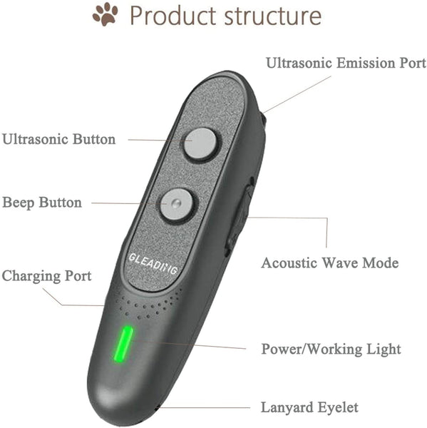 Ultrasonic Dog Training Device,Handheld Ultrasonic Anti Bark Dog Train Repeller-GPU30