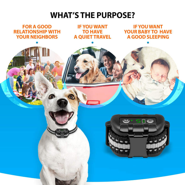 Bark Collar Barking Control Training Collar with Beep Vibration and No Harm Shock-GNABT009