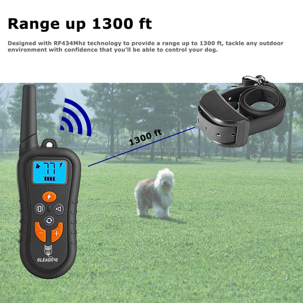 Dog Training Collar/Dog Shock Collar--1300 ft Remote Range-- Rechargeable/Waterproof IP67-G919C
